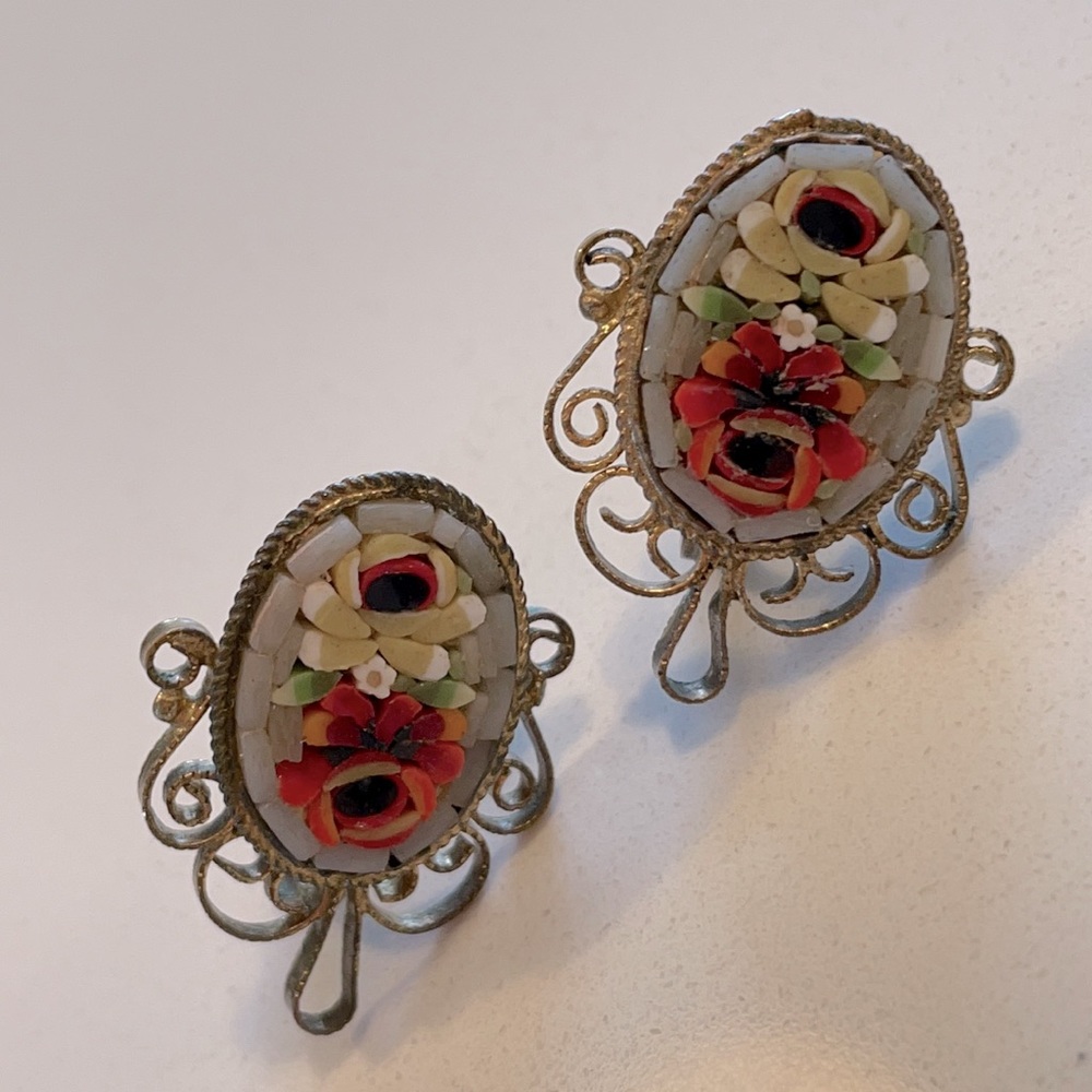 Vintage 1970s Italian Mosaic Earrings